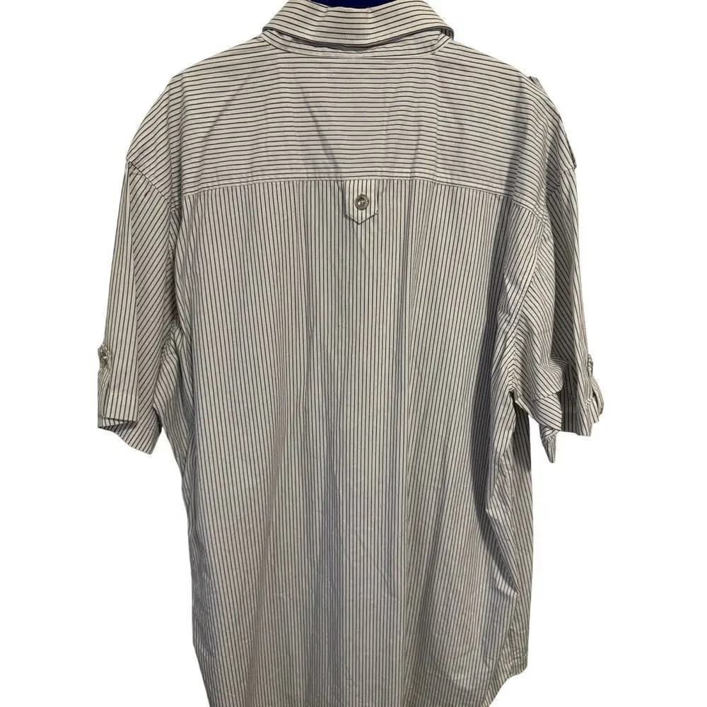 Vintage Ablanche men’s 3X military style blue & white shirt like new.